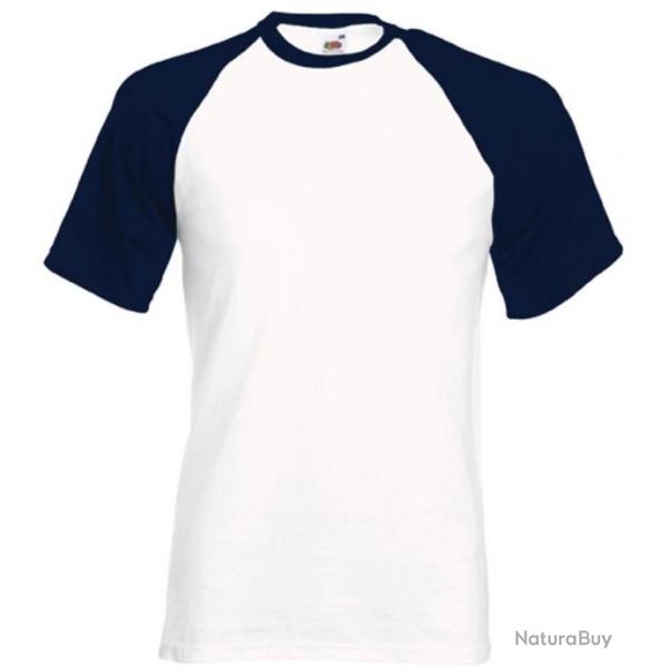 Tee shirt baseball Fruit Of The Loom blanc/navy- SC61026