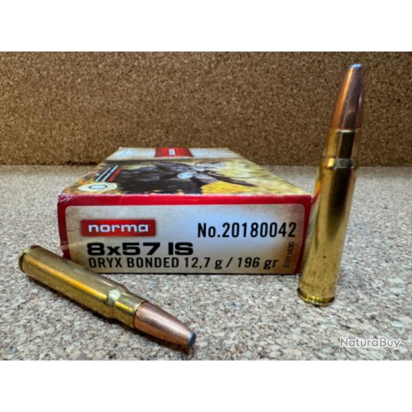 1  BOITES DE MUNITIONS NORMA  8X57 JS ORYX  12.7 GR