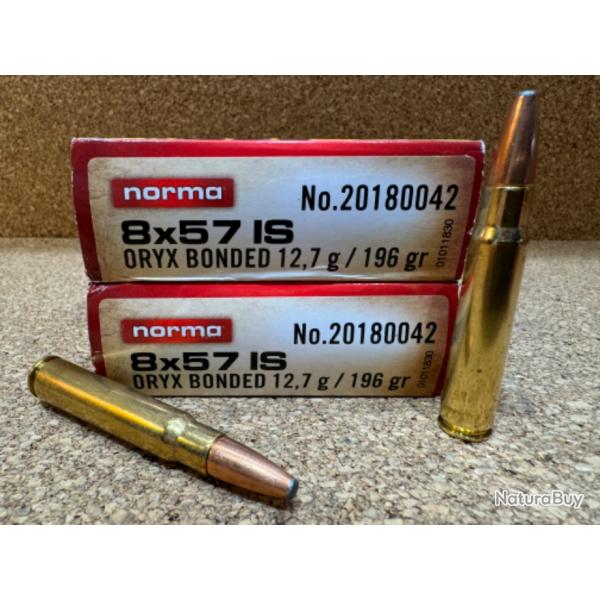 LOT DE 2 BOITES DE MUNITIONS NORMA  8X57 JS ORYX  12.7 GR