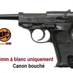 Pistolet semi Automatique  à blanc  Mod P38  Cal. 8mm à blanc