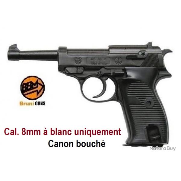 Pistolet semi Automatique   blanc  Mod P38  Cal. 8mm  blanc