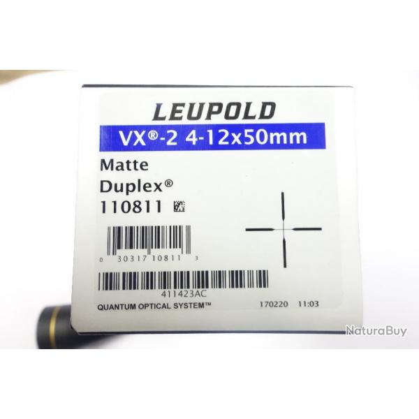 DESTOCKAGE LUNETTE NEUVE LEUPOLD  VX2  4-12x50 MAT DUPLEX CORP DE 25.4MM