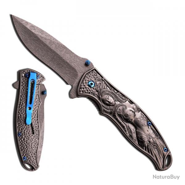 Masters Collection - Couteau Pliant Dcor Femme Manche 12cm - MC-A019 - MC-A019GY