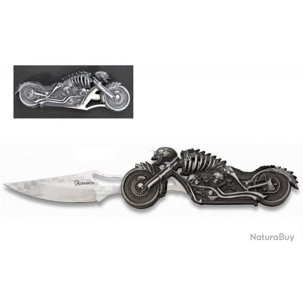 Couteau de collection Pliant de poche Moto squelette