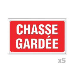 Lot de 5 Panneaux CHASSE GARDÉE Alu 30X20cm