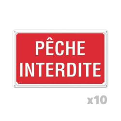 Lot de 10 Panneaux PÊCHE INTERDITE Akilux 26X20cm