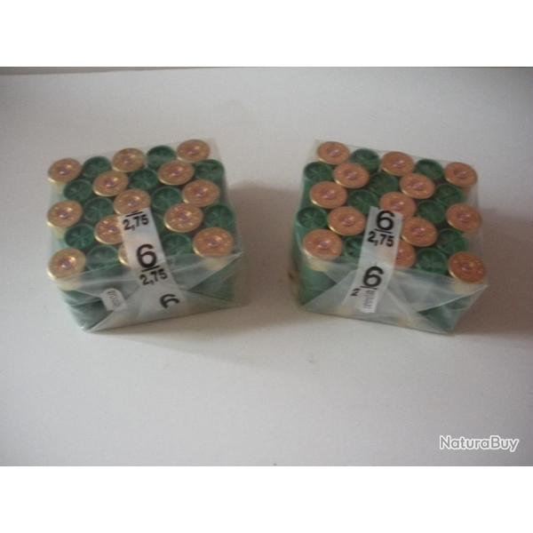 394B - LOT DE 50 PAGERIE CARTOUCHES CAL.12 32 GR -BOURRE GRASSE  LA VERTE - NEUF!!