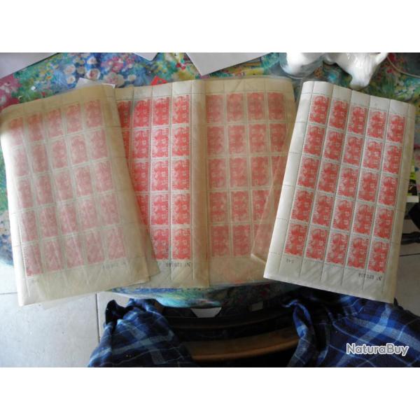 4 planche du 25 timbre neuf liberation de la tunsie