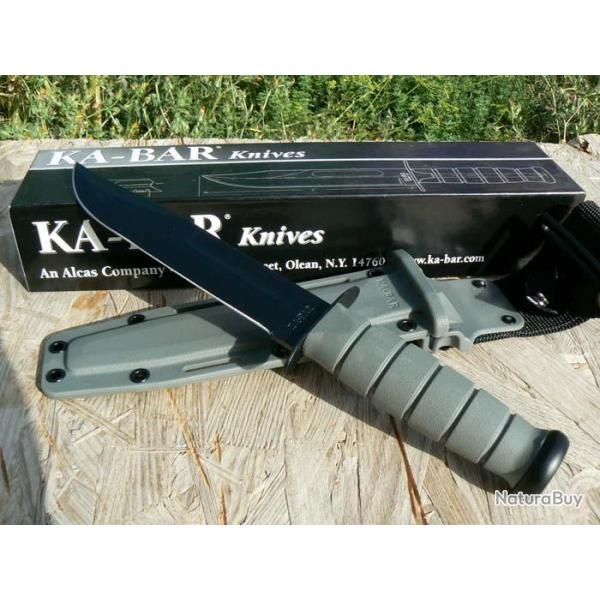 Couteau Ka-Bar Fighting Knife Green Acier Carbone 1095 Manche Kraton Made In USA KA5011