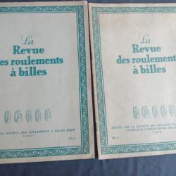 Lot de trois livrets "La revue des roulements à billes  19291927 et 1939