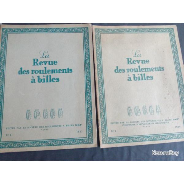 Lot de trois livrets "La revue des roulements  billes  19291927 et 1939