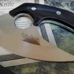 Couteau D'esquimau Gil Hibben Legacy Ulu Lame Acier 5Cr14 Manche Bois Etui Cuir GH5074