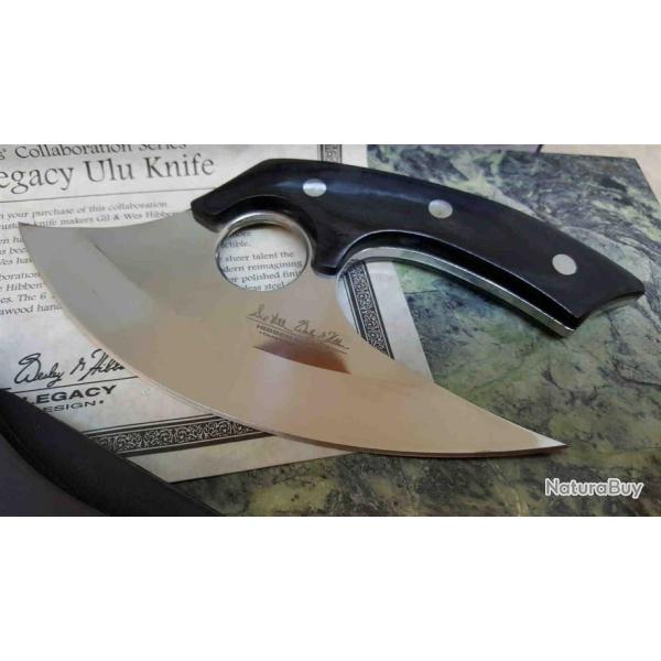 Couteau D'esquimau Gil Hibben Legacy Ulu Lame Acier 5Cr14 Manche Bois Etui Cuir GH5074