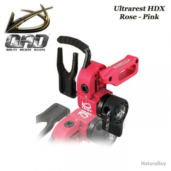 QAD Ultrarest HDX Repose-flches  effacement pour la chasse et le tir 3D Droitier Pink