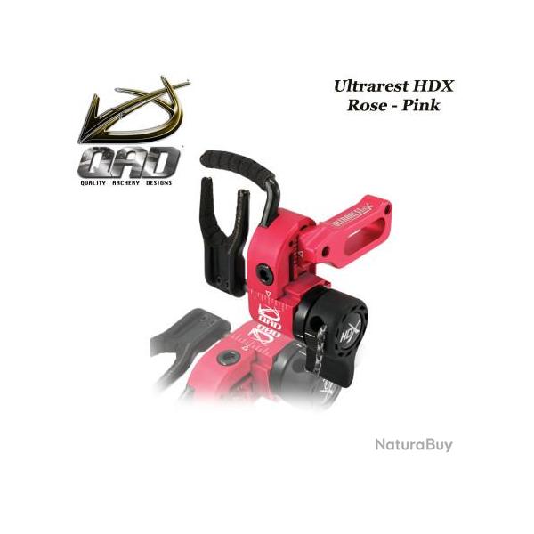 QAD Ultrarest HDX Repose-flches  effacement pour la chasse et le tir 3D Droitier Pink