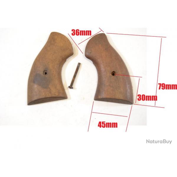Paire de plaquettes de revolver bois  identifier, style amricain US