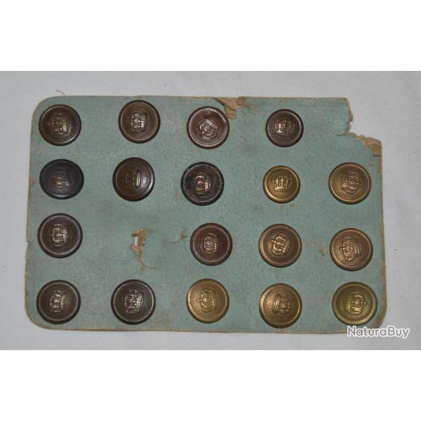 18 BOUTONS ALLEMANDS COURONNE IMPERIALE-GUERRE 1914/1914-GERMAN JACKET BUTTONS 1 WW