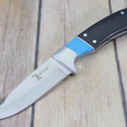 Couteau de Chasse Pêche Elk Ridge Lame Guthook Acier Inox Manche Bois/Pierre Etui Nylon ER20008BL -