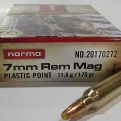 1 boites neuve de 20 cartouches  de calibre 7MM Remington Magnum, NORMA PPDC 170 grs