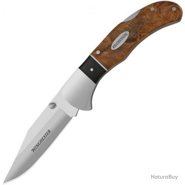 Couteau Winchester Burl Wood Lame Acier 3Cr13 Manche Bois Etui Nylon G2241785