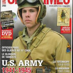 revue uniformes n°292 totenkopf 1914-1943, us army 1941-1945, 11e choc glières, aumonier 14-18