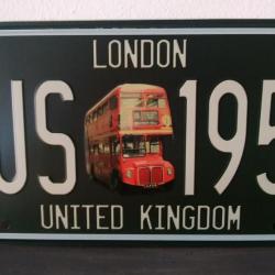 Rare plaque tôle LONDON BUS 1956 style EMAIL 15X30 VINTAGE BUCKINGHAM TOWER