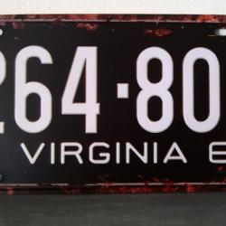 Rare plaque tôle VIRGINIA 1968 264-807 style EMAIL 15X30 VINTAGE