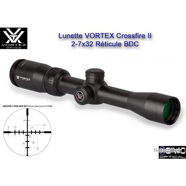 Lunette  VORTEX CrossFire II 2-7x32 - Rticule BDC