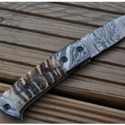 Couteau de poche Damas fait main - Couteau pliant avec cran de sûreté (4)