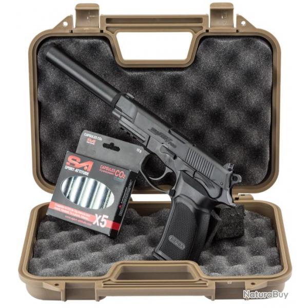 ( Pack Bersa Thunder 9 CO2 + mallette + 5 cartouches de CO2 + silencieux)Pack Bersa Thunder 9 CO2 + 