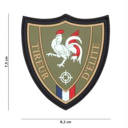 Patch EN  3D ET  PVC Tireur D'elite vert  - VELCRO AU VERSO