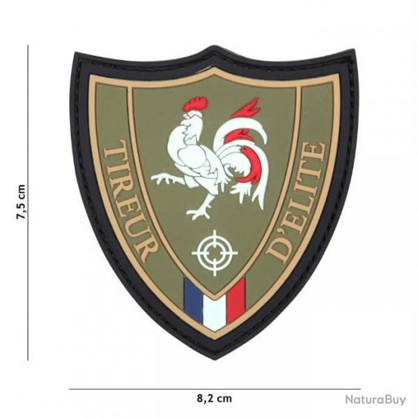 Patch EN  3D ET  PVC Tireur D'elite vert  - VELCRO AU VERSO