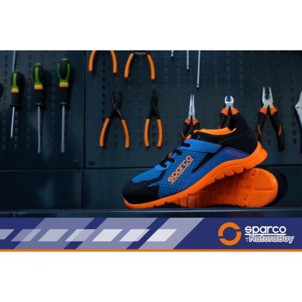 Chaussures de scurit basses S1P SRC Sparco Teamwork Practice Bleu Orange