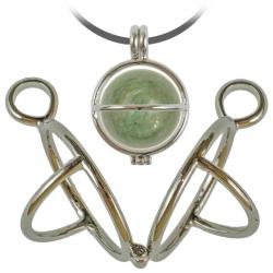 Pendentif cage en métal argenté pour sphère en pierre de 2 cm