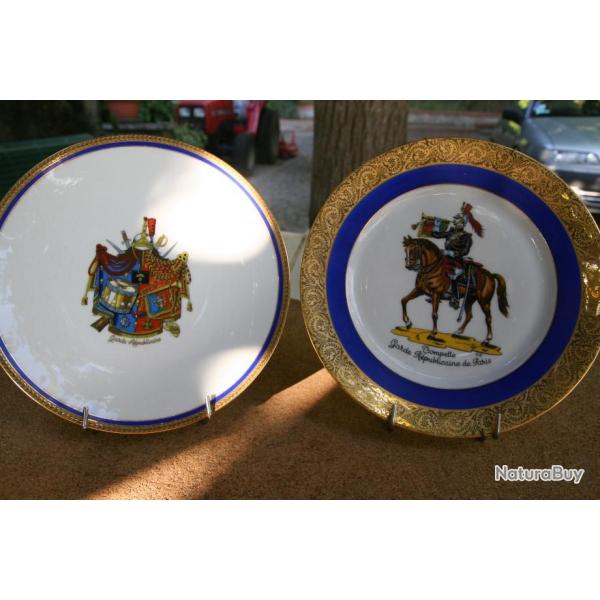 ASSIETTES PETRIOTIQUES CONCERNANT LA GARDE REPUBLICAINE  COMMANDE SPECIALE A LIMOGES EN   PORCELAINE