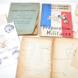 Ensemble documents Fiches d'instruction préparation miliraire années 1950 Guerre Indochine Algérie