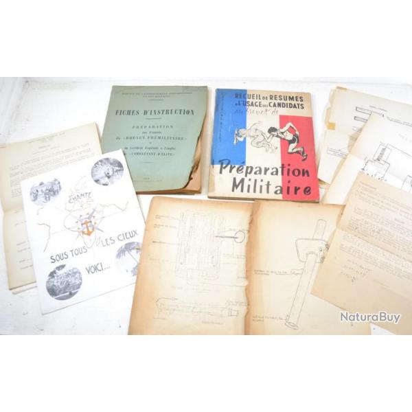 Ensemble documents Fiches d'instruction prparation miliraire annes 1950 Guerre Indochine Algrie