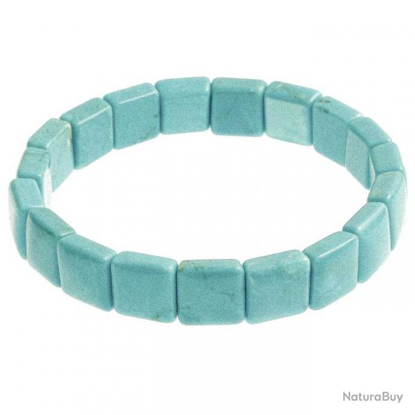 Bracelet perles carres en howlite teinte bleu turquoise