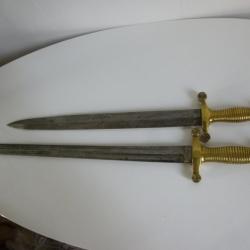LOT DE 2 GLAIVES ANCIENS XIXe INFANTERIE OU POMPIER KLINGENTHAL / COULAUX & CIE