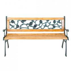 Banc de jardin meuble bois massif métal et plastique 124 cm 2208034