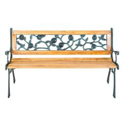 Banc de jardin meuble bois massif métal et plastique 124 cm 2208034