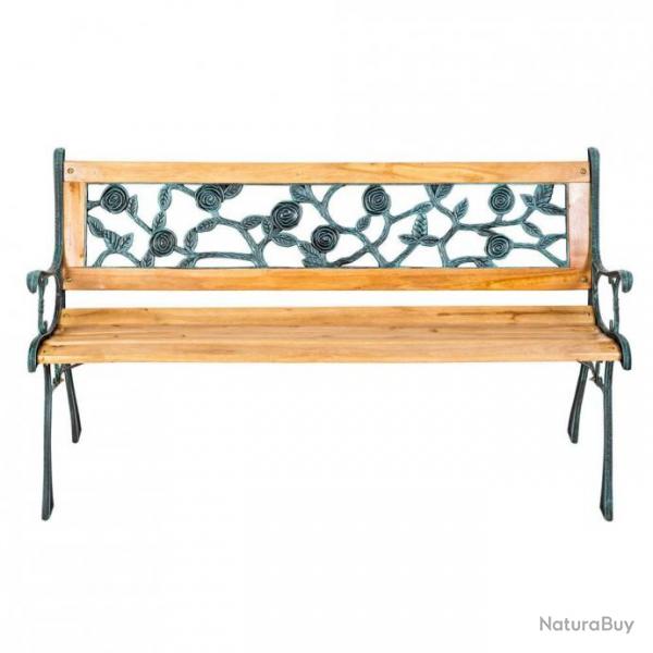 Banc de jardin meuble bois massif mtal et plastique 124 cm 2208034