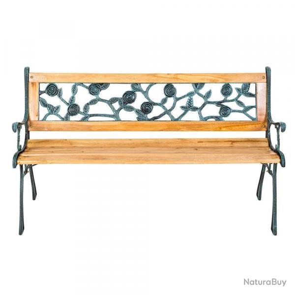 Banc de jardin meuble bois massif mtal et plastique 124 cm 2208034