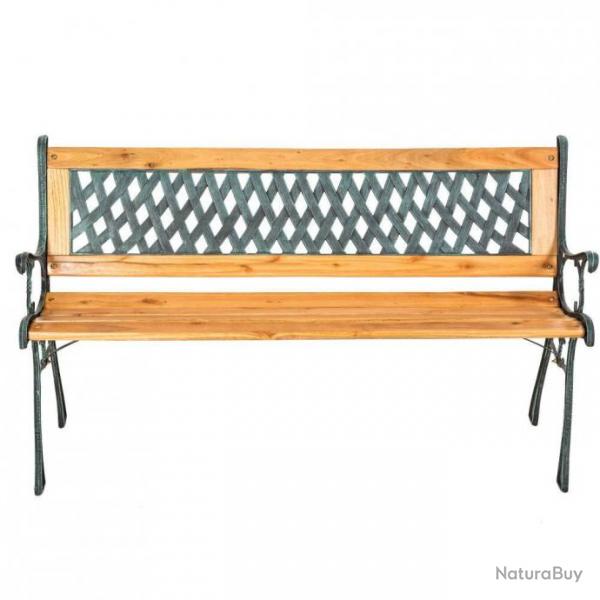 Banc de jardin meuble bois massif mtal et plastique 128 cm 2208035