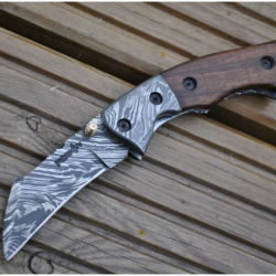 Couteau de poche fait main en damas - Travail d'artisan (4)