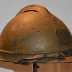 CASQUE ADRIAN 1915 COULEUR MOUTARDE-ARMEE D'AFRIQUE ZOUAVE-TIRAILLEUR-SPAHIS-GRANDE GUERRE 1914/1918