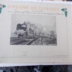 diplome de citation à l'ordre de la SNCF  1944 !!bon état