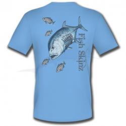 T Shirt Fish Skinz Performance Jacked Ulua Bleu