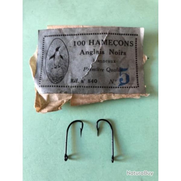 100 hameon n 5 oeillet rf 840 noir renvers tige moyenne simple peche carnassiers pingouin