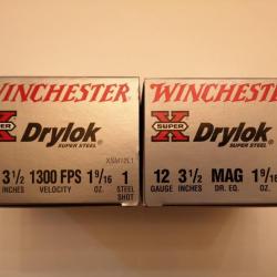 2 boîtes de 25 = 50 cartouches Winchester Drylok  cal 12/89 (boîte grise) N°1 SUPER PRIX !!!